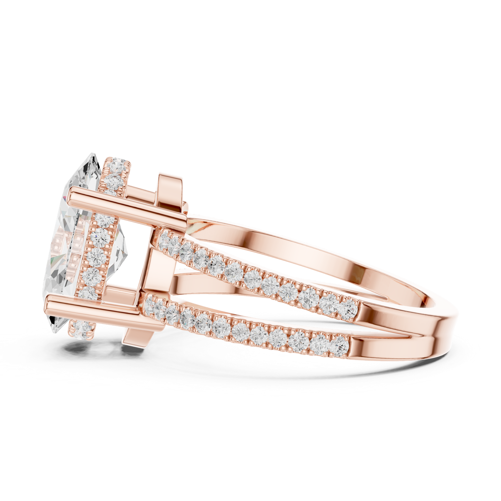 Gold Jewelry L36-13, Oval center stone, Rose Gold, view 3