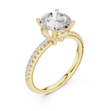 Gold Ring DDLR-177, Round center stone, Yellow Gold, view 2