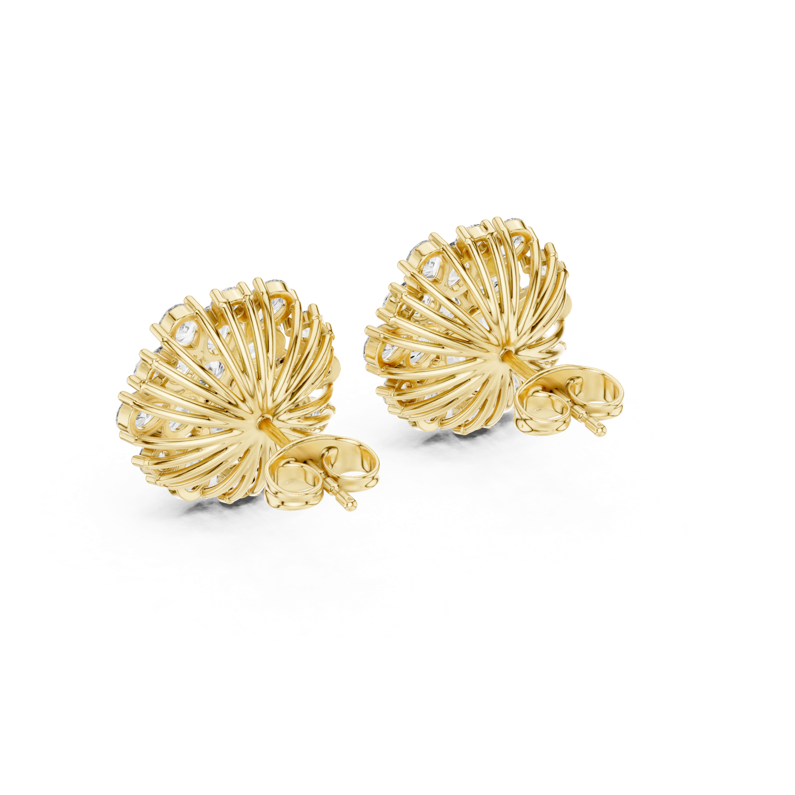 14K Solid Gold Lab Diamond Halo Earrings, Yellow Gold, view 3