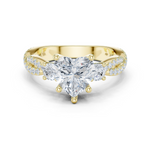 Gold Ring, Heart center stone, Yellow Gold