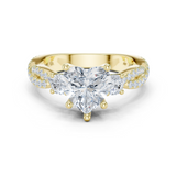 Gold Ring, Heart center stone, Yellow Gold