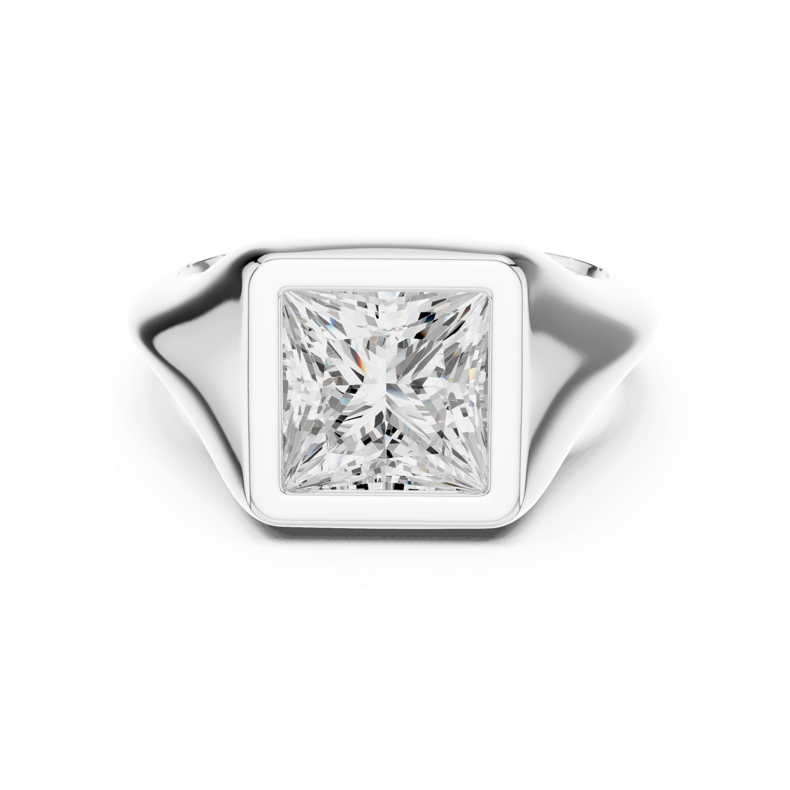 Gold Jewelry L36-4, Princess center stone, White Gold, view 4
