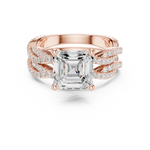 Gold Ring, Asscher center stone, Rose Gold, view 4