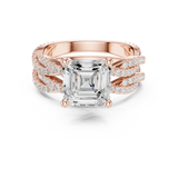 Gold Ring, Asscher center stone, Rose Gold, view 4