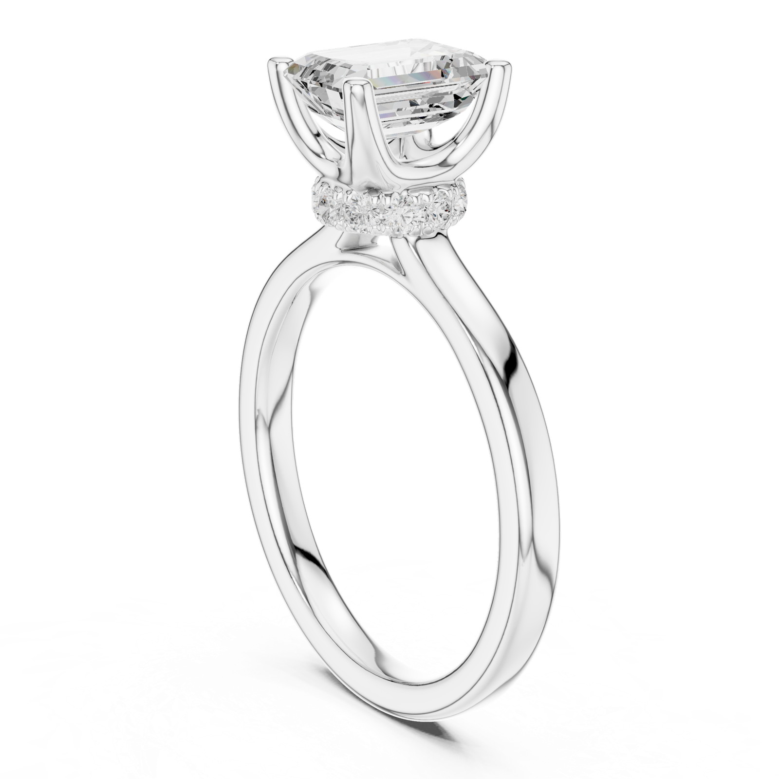 Gold Ring DDLR-176, Emerald center stone, White Gold, view 1