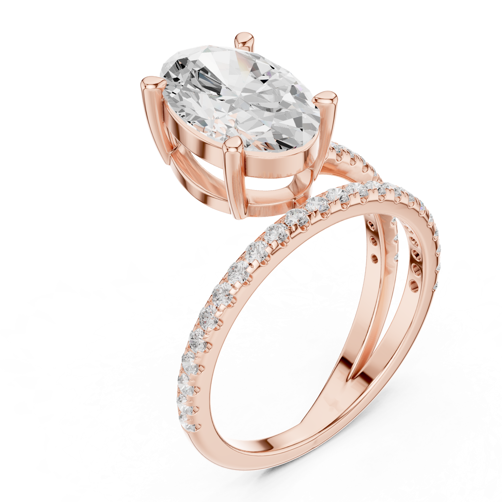 Gold Jewelry L35-39, Oval center stone, Rose Gold, view 2