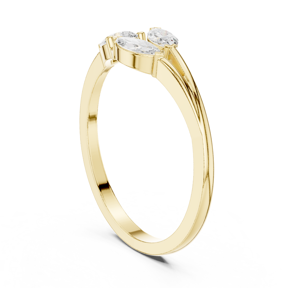 14K Solid Gold Lab Diamond Cluster Ring, Yellow Gold, view 1
