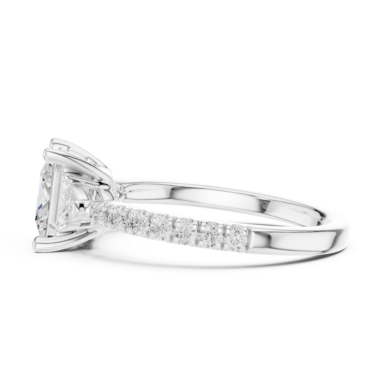 Gold Ring DDLR-037, Princess center stone, White Gold, view 3