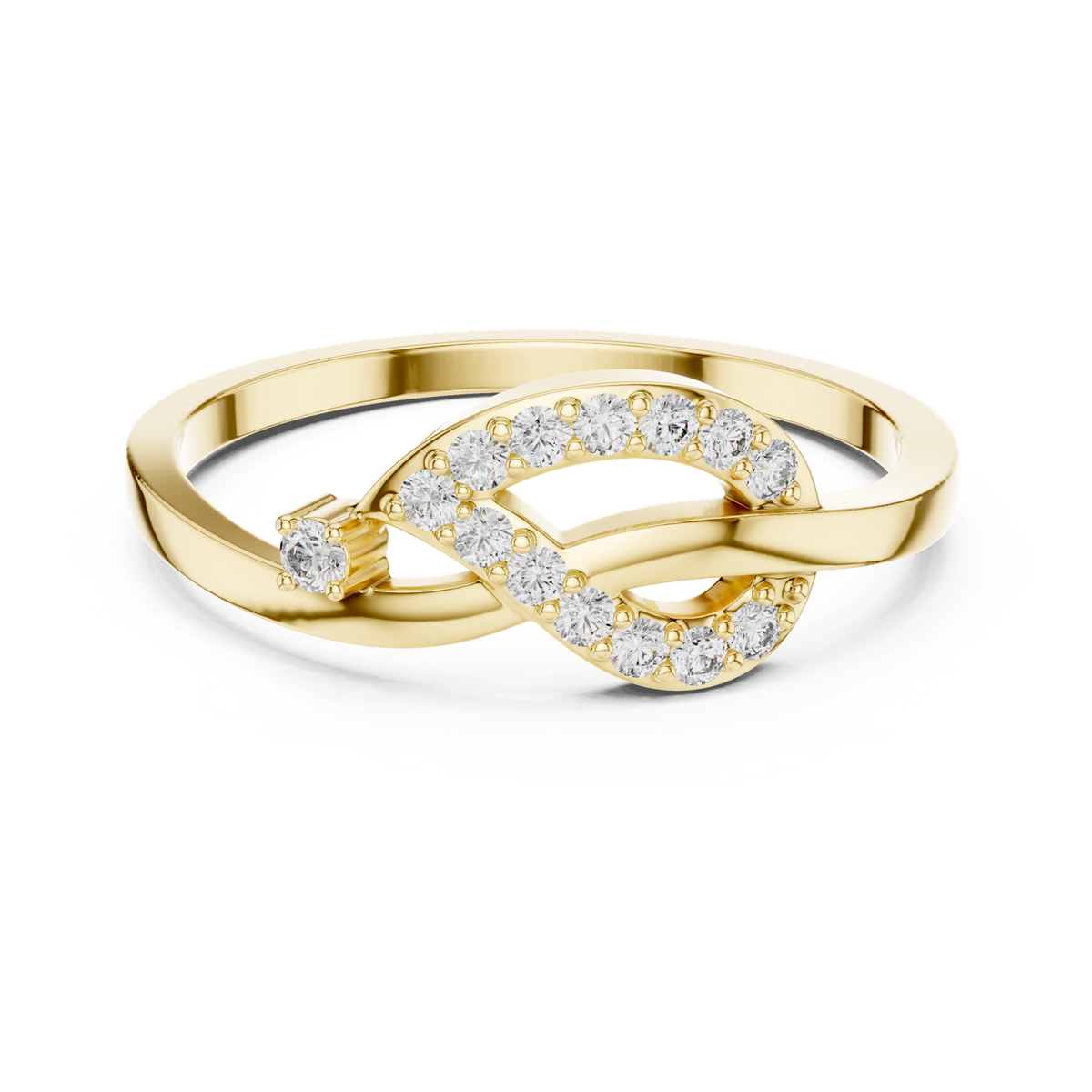 14K Solid Gold Lab Diamond Infinity Twist Ring, Yellow Gold