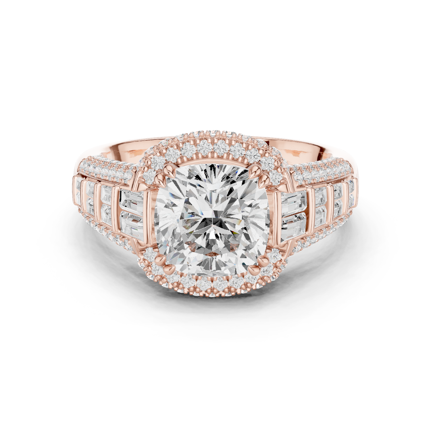 Gold Ring, Cushion center stone, Rose Gold