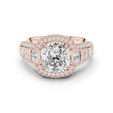 Gold Ring, Cushion center stone, Rose Gold