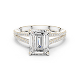 Gold Ring DDLR-252, Emerald center stone, White Gold