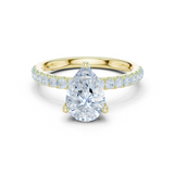 Gold Ring DDLR-161, Pear center stone, Yellow Gold