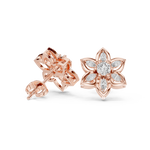 14K Solid Gold Lab Diamond Flower Cluster Earrings, Rose Gold, view 1