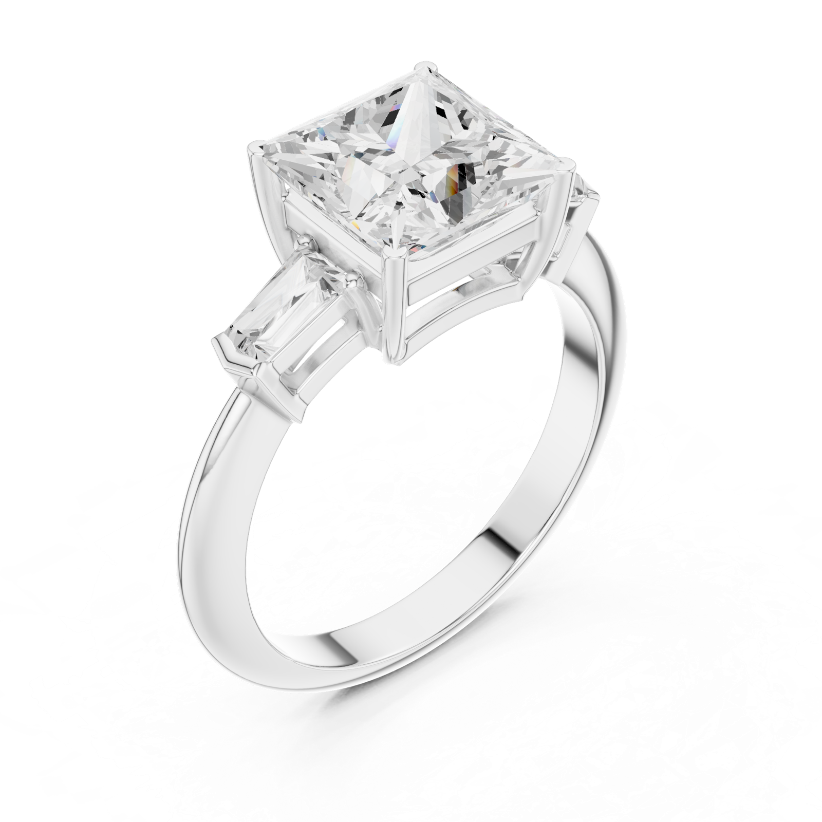 Gold Jewelry L35-67, Princess center stone, White Gold, view 2