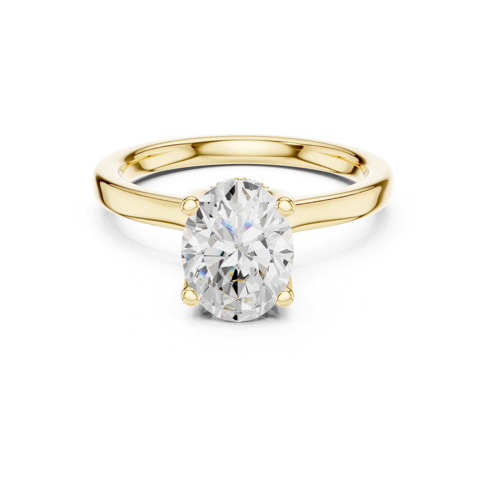 Gold Ring DDLR-176, Oval center stone, Yellow Gold, view 4