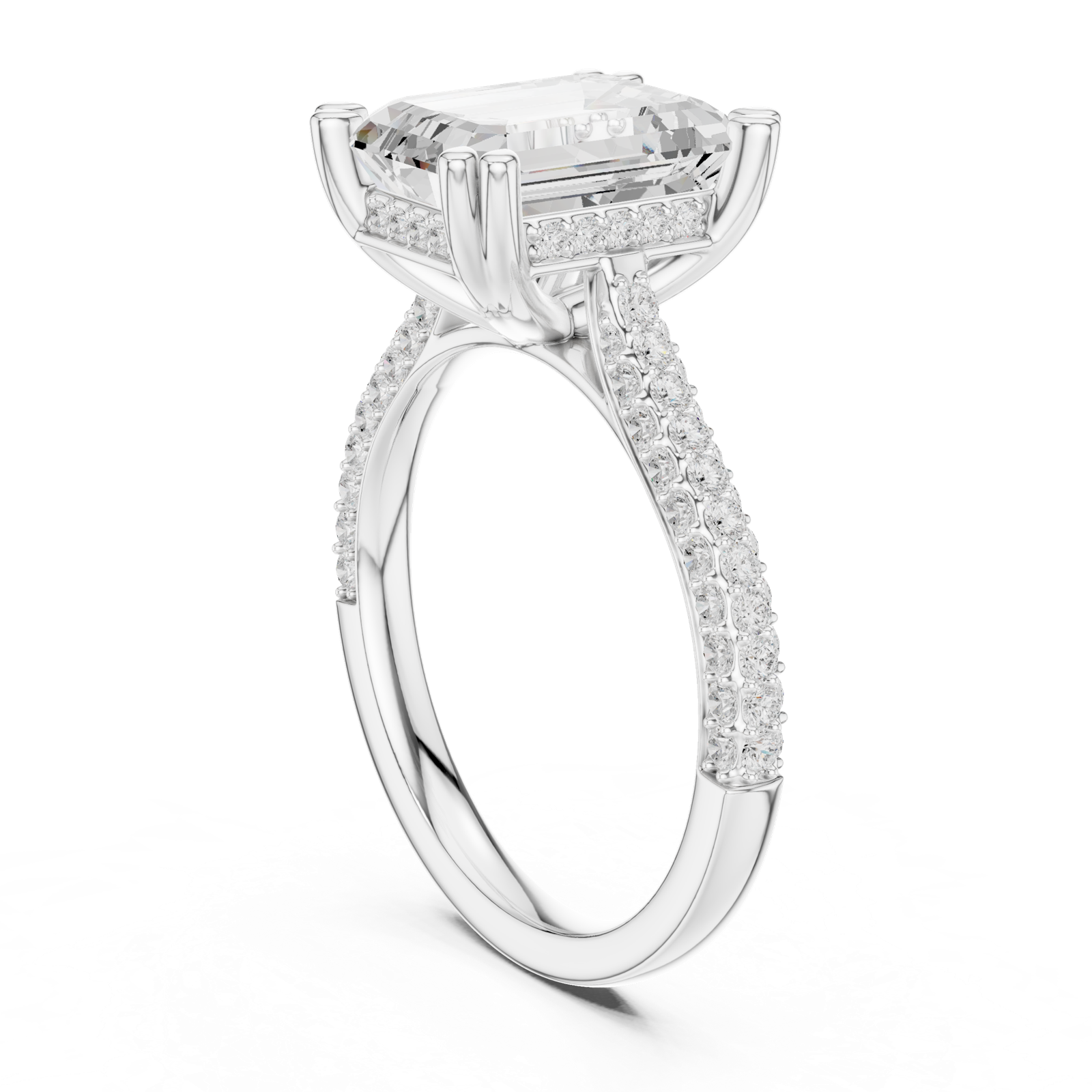 Gold Ring DDLR-260, Emerald center stone, White Gold, view 1