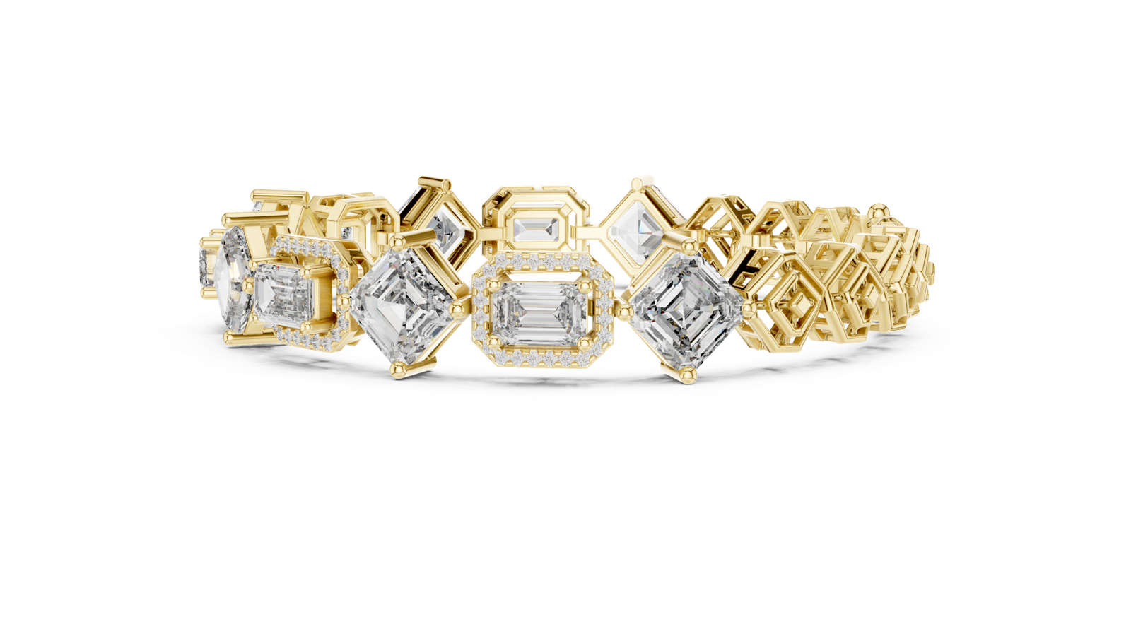 14K Solid Gold Lab Diamond Bracelet, Yellow Gold, view 3