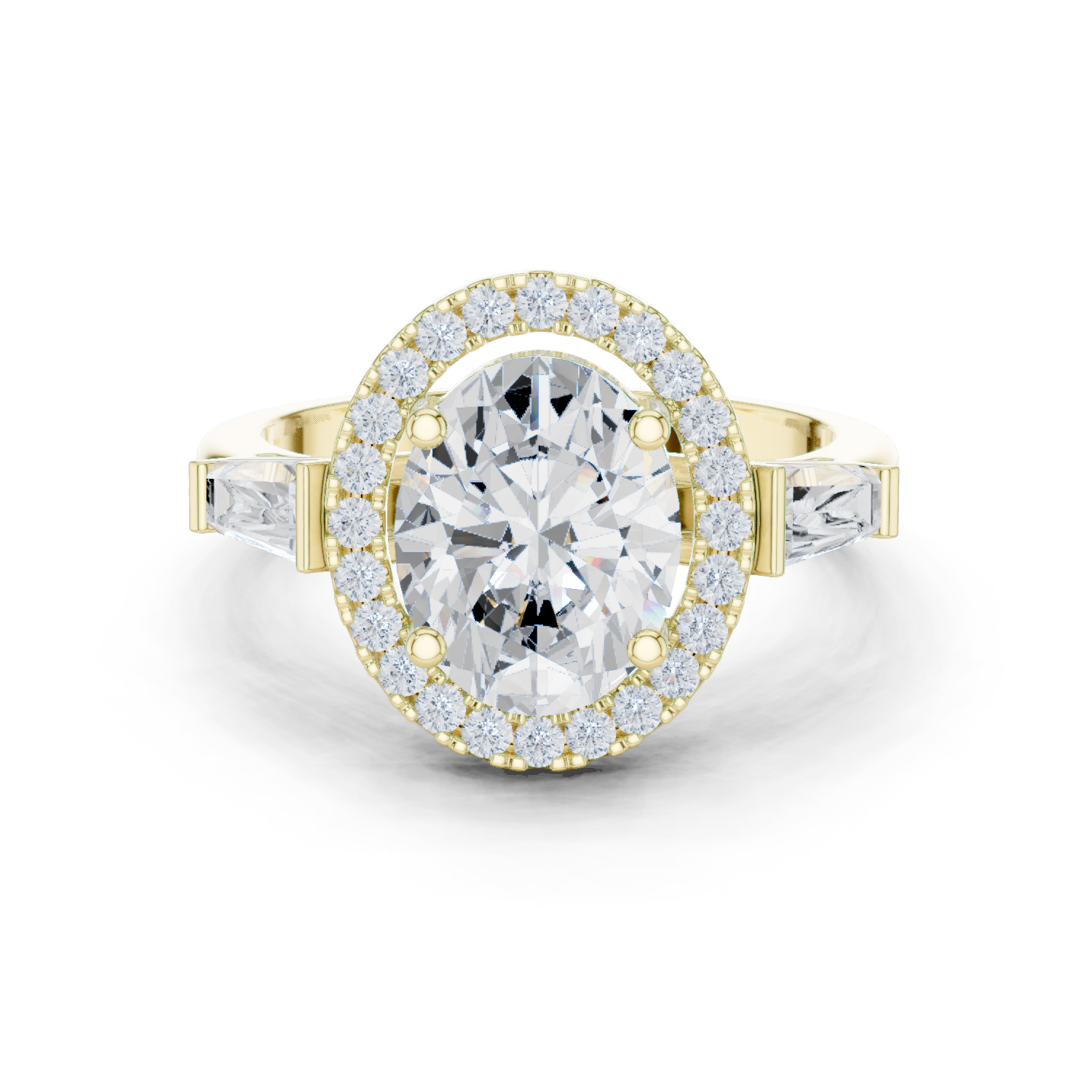 Gold Ring DDLR-342, Oval center stone, Yellow Gold