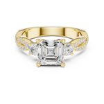 Gold Ring, Asscher center stone, Yellow Gold, view 4