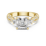Gold Ring, Asscher center stone, Yellow Gold, view 4