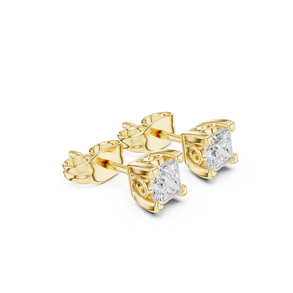 14K Solid Gold Lab Diamond Stud Earrings, Yellow Gold, view 1