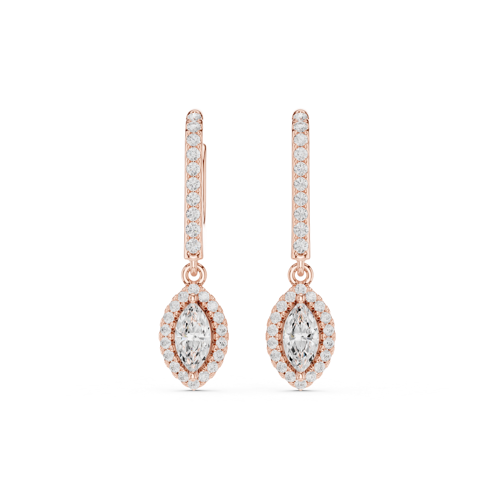 Gold Jewelry DDER-034, Marquise center stone, Rose Gold, view 4