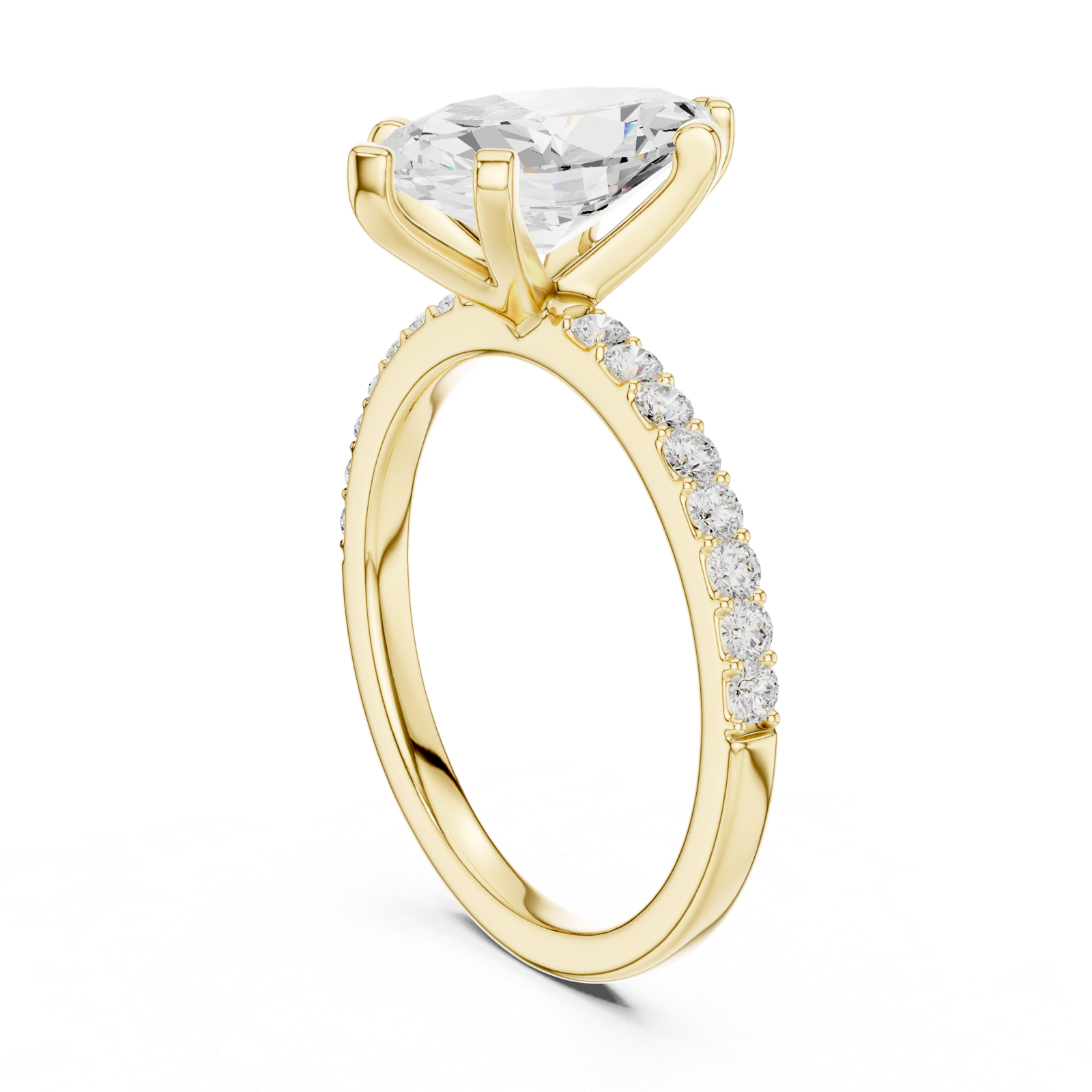 Gold Ring DDLR-040, Marquise center stone, Yellow Gold, view 1