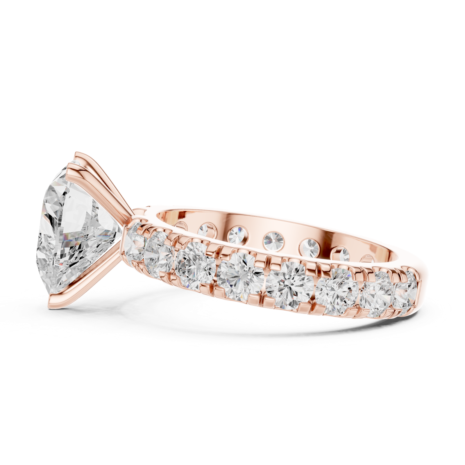 Gold Jewelry L35-63, Heart center stone, Rose Gold, view 3