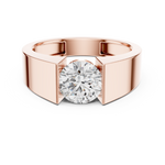 14K Solid Gold Lab Diamond Signet Ring, Rose Gold