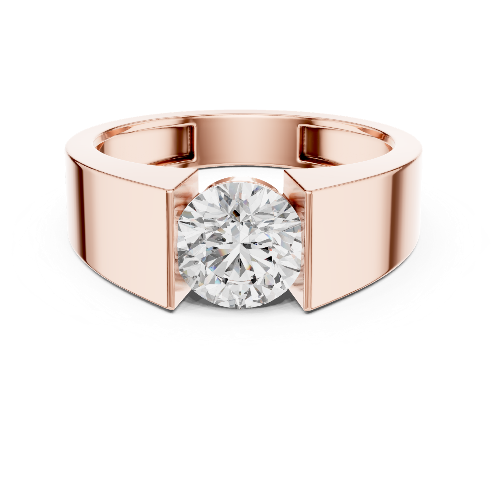 14K Solid Gold Lab Diamond Signet Ring, Rose Gold