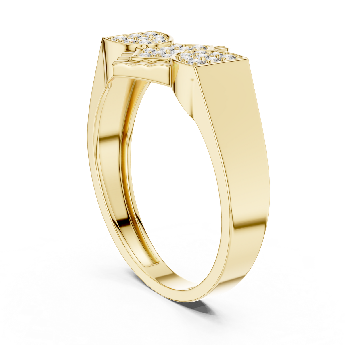 14K Solid Gold Lab Diamond Cluster Ring, Yellow Gold, view 1