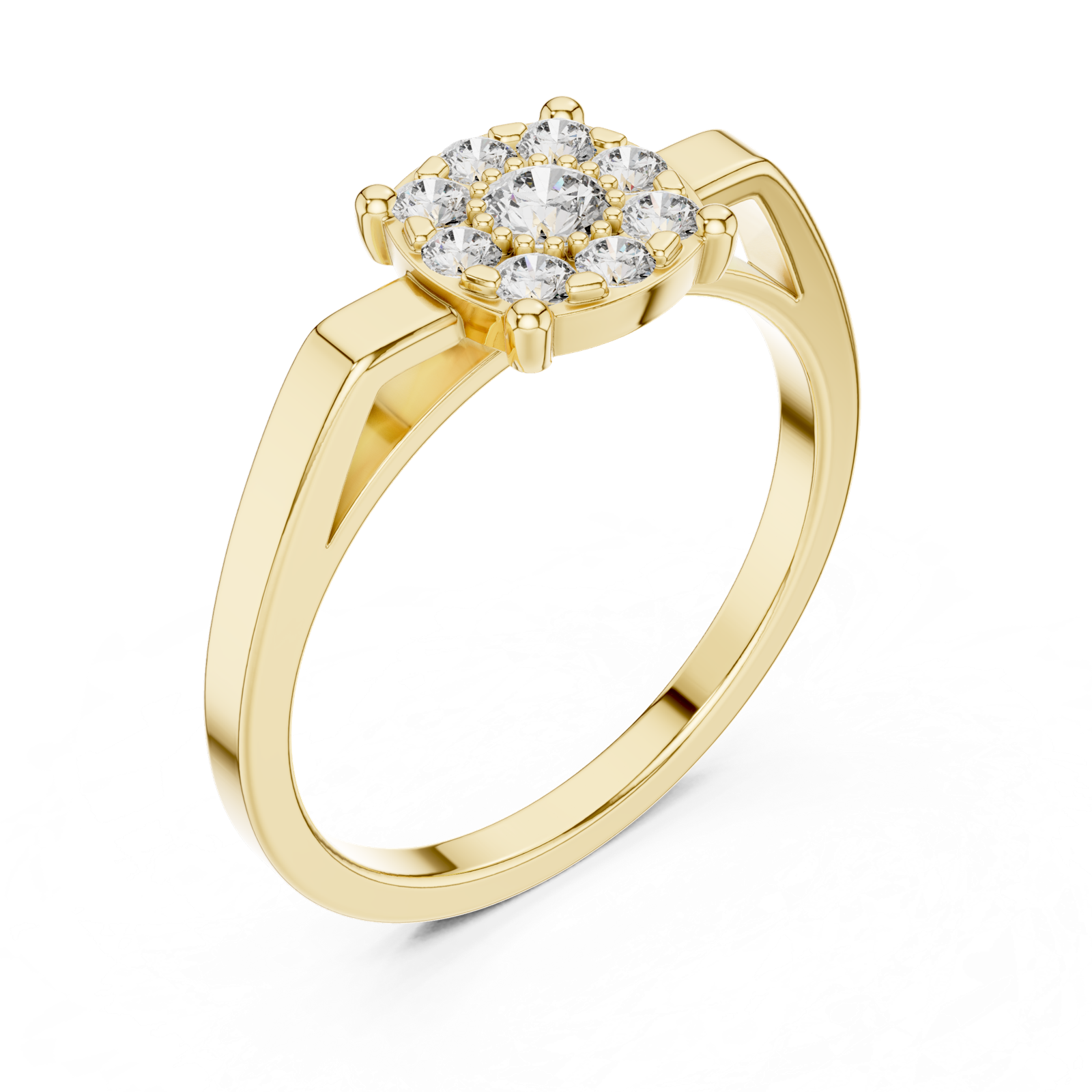 14K Solid Gold Lab Diamond Halo Ring, Yellow Gold, view 2