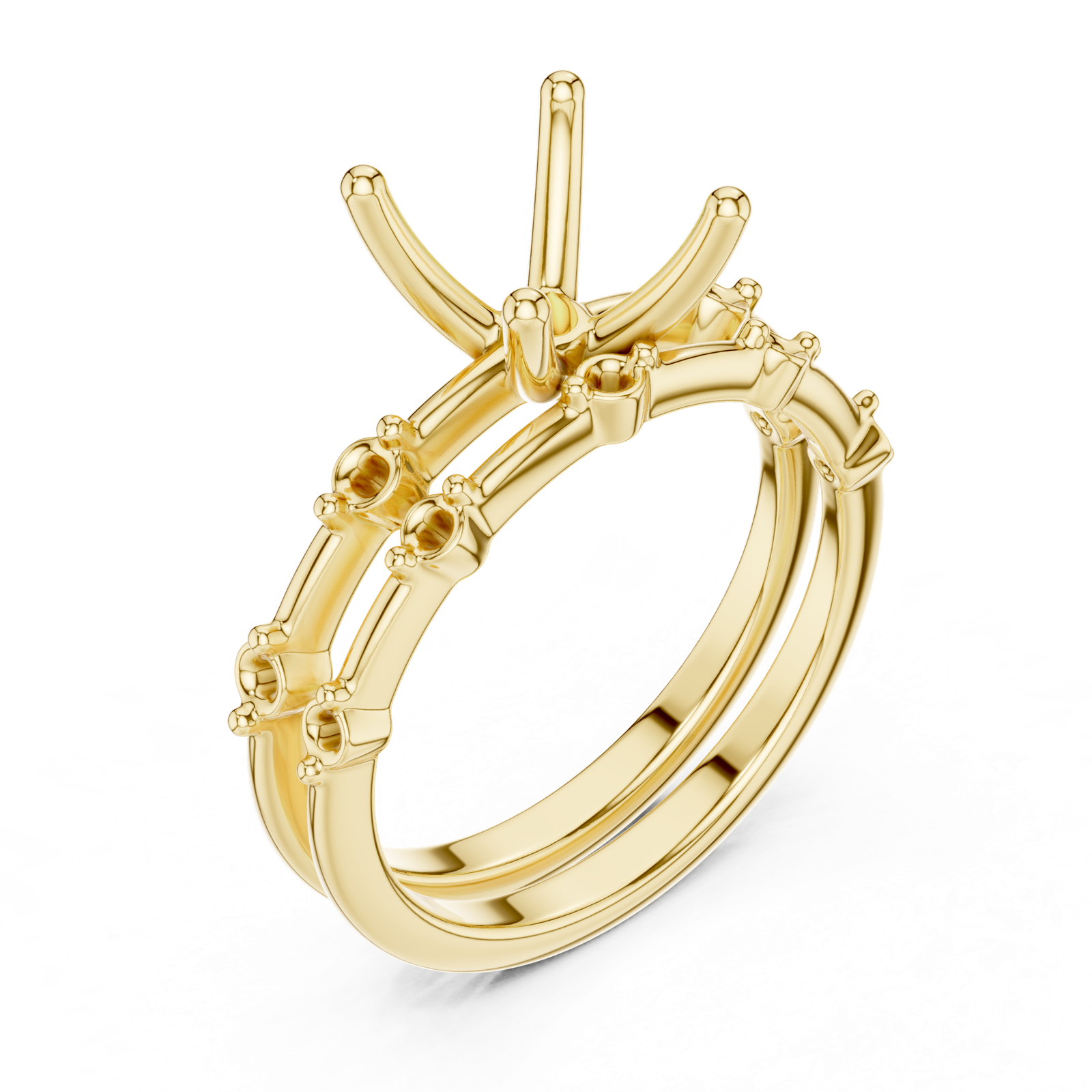 Gold Ring DDLR-441, Round center stone, Yellow Gold, view 2