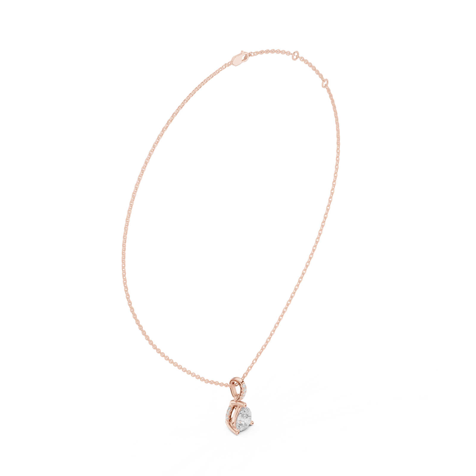 Gold Jewelry DDPO-009, Pear center stone, Rose Gold, view 1