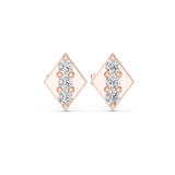 14K Solid Gold Lab Diamond Cluster Earrings, Rose Gold