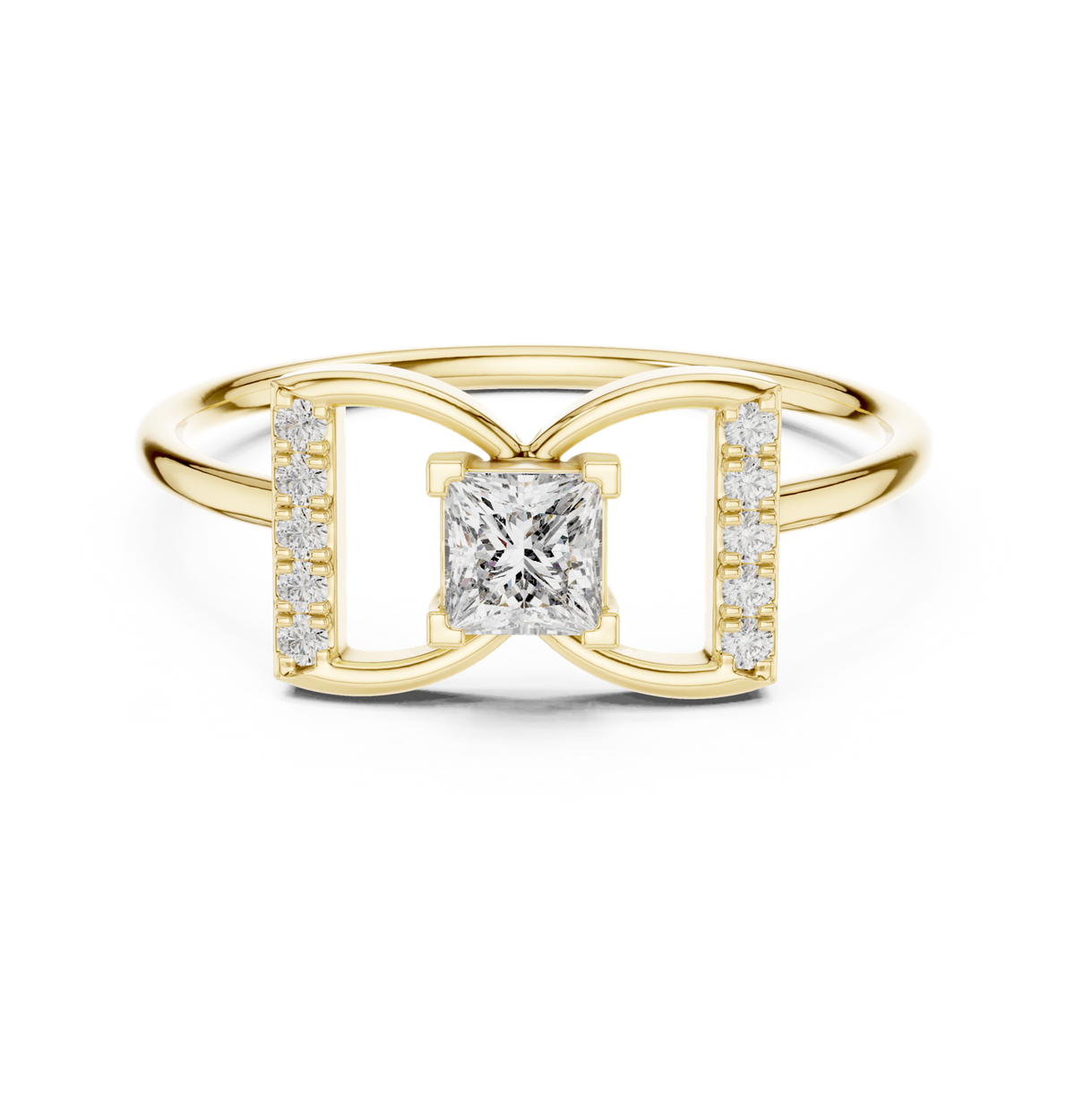 14K Solid Gold Lab Diamond Twist Ring, Yellow Gold