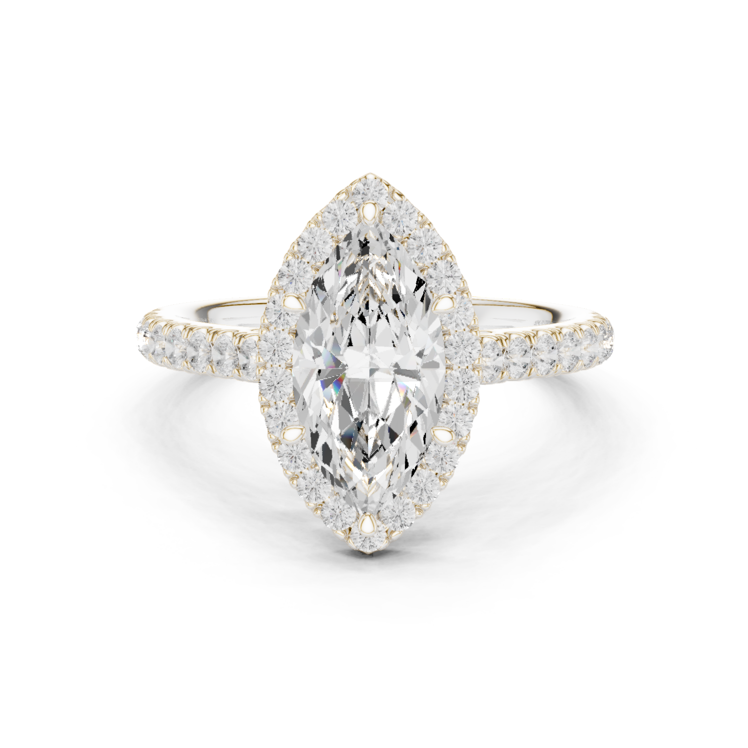 Gold Ring DDLR-118, Marquise center stone, White Gold