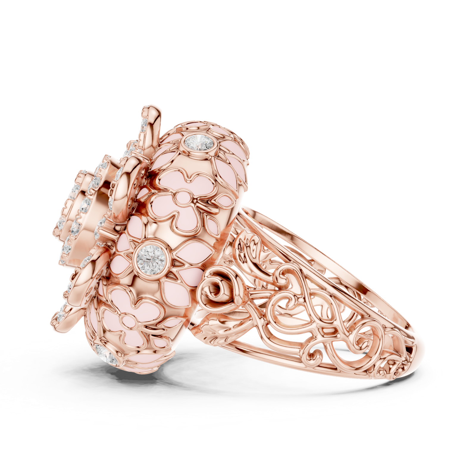 Gold Ring DDLR-767, Rose Gold, view 3
