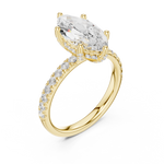 Gold Ring DDLR-161, Marquise center stone, Yellow Gold, view 2