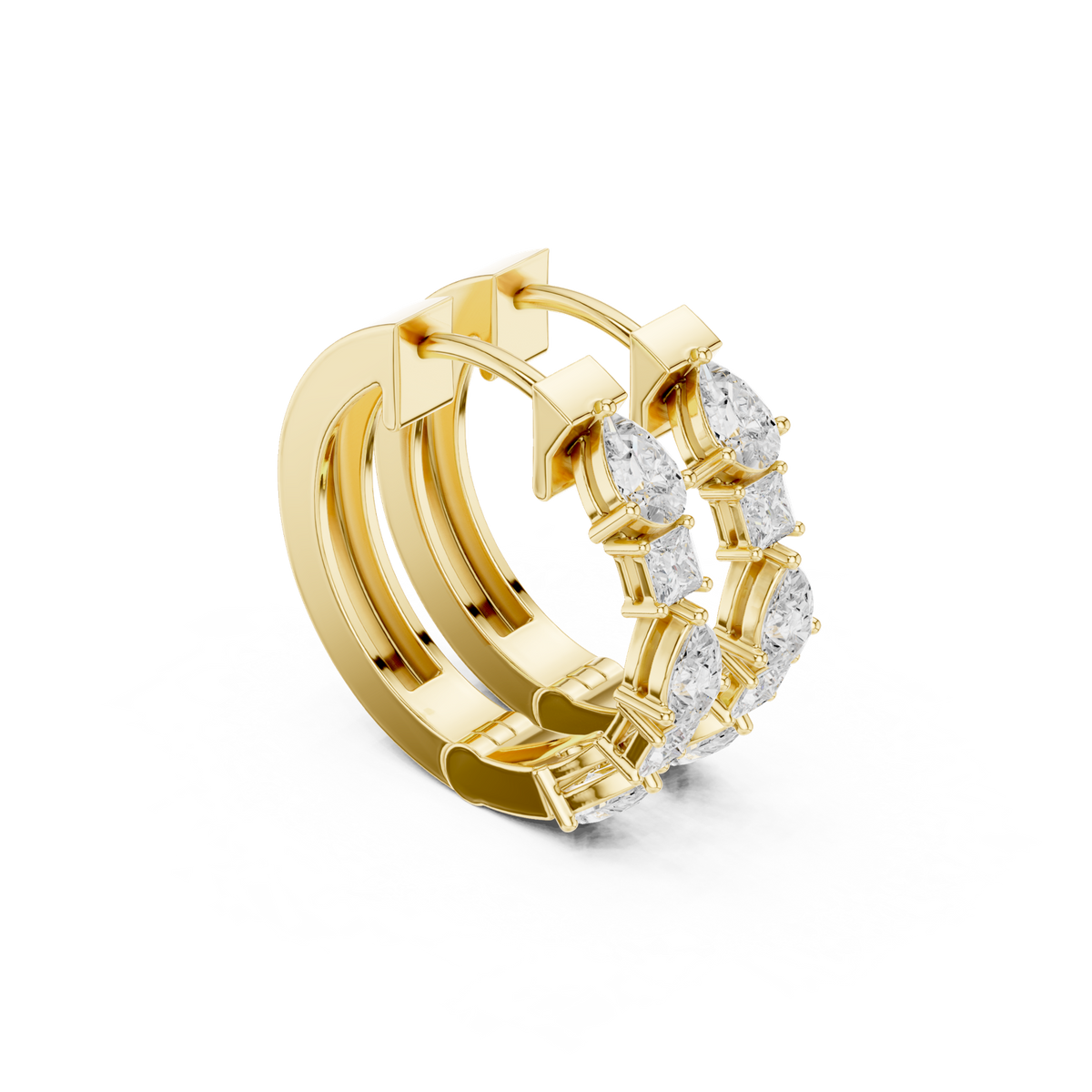 14K Solid Gold Lab Diamond Hoop Earrings, Yellow Gold, view 1