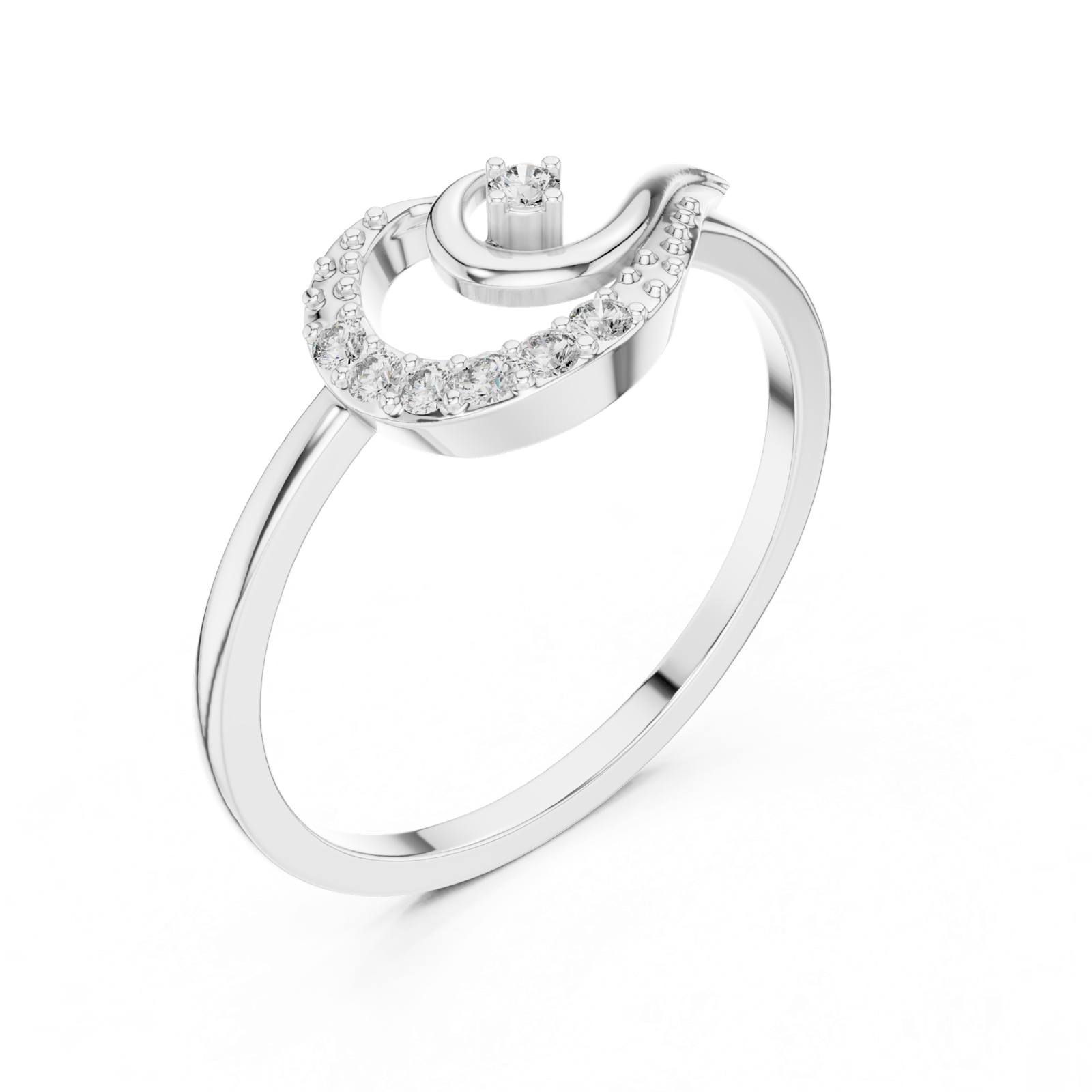Gold Ring DR-6159, White Gold, view 2