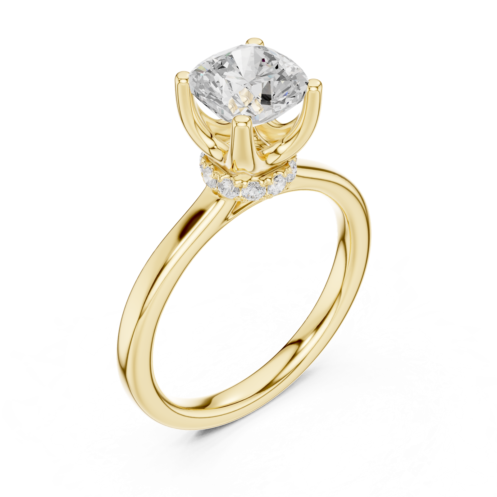 Gold Ring DDLR-176, Cushion center stone, Yellow Gold, view 2