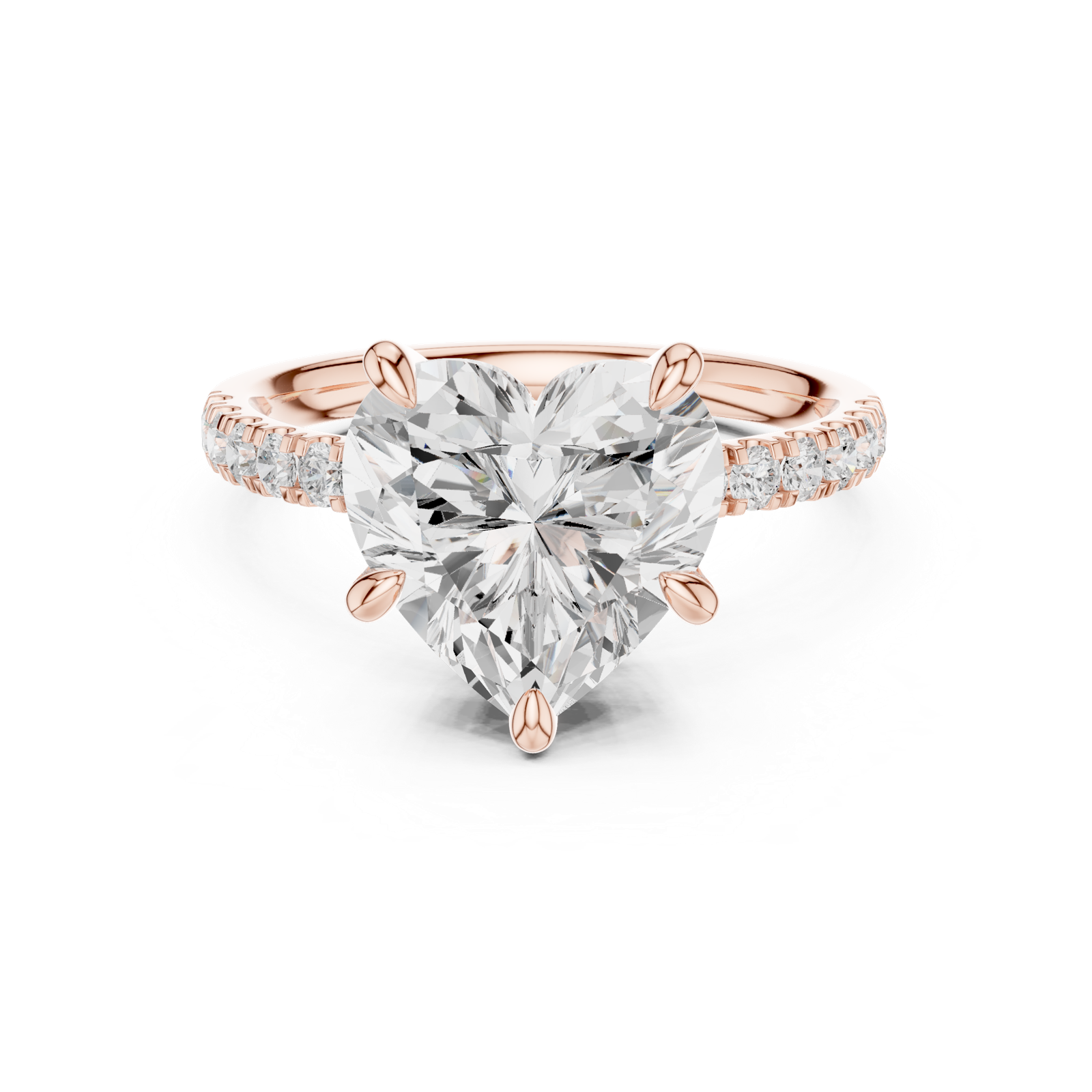 Gold Ring DDLR-259, Heart center stone, Rose Gold, view 4