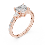 Gold Ring, Heart center stone, Rose Gold, view 2