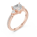 Gold Ring, Heart center stone, Rose Gold, view 2