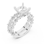 Gold Ring DDLR-301, Cushion center stone, White Gold, view 2