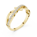 14K Solid Gold Lab Diamond Crossover Ring, Yellow Gold, view 2