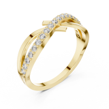 14K Solid Gold Lab Diamond Crossover Ring, Yellow Gold, view 2