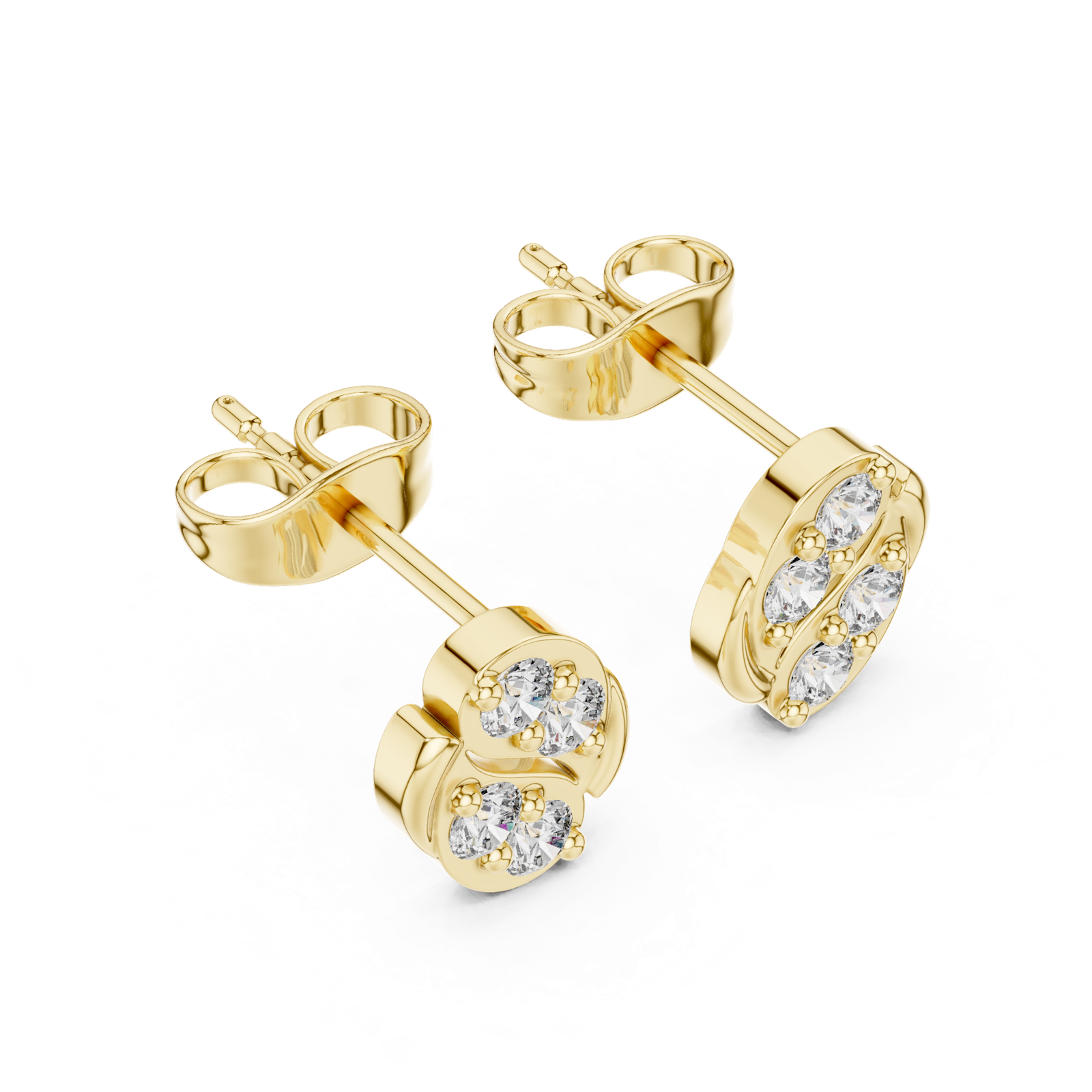 Gold Earrings 9-10022E, Yellow Gold, view 2